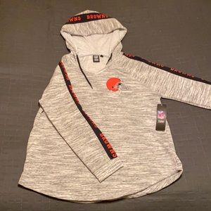 NWT heather grey Cleveland NFL Browns Hoodie, ladies cut. XL fits like a Large